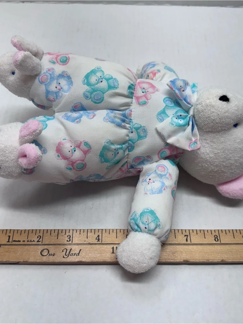 Carters Teddy Bear Rattle Plush White Bunny Slippers Terry Cloth Baby Toy